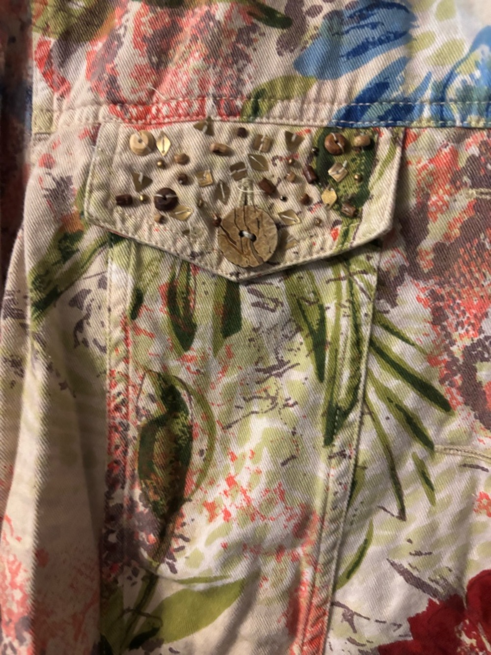 Coldwater Creek Floral Embellished Jacket boho beaded statement - Picture 7 of 8
